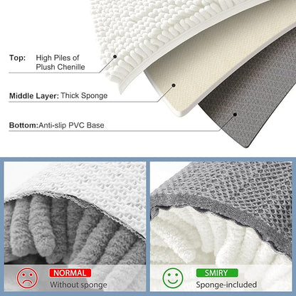 Smiry Luxury Chenille Bathroom Rugs 70x24, Extra Soft and Absorbent Shaggy Bath Mat, Machine Washable, Non-Slip Plush Carpet Runner for Tub, Shower, and Floor, Home Decor Accessories, Ivory