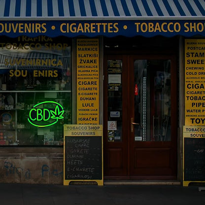 CBD-LED Neon Sign for Business,16x11 inch Vape Smoke Shop Sign RGB Bright Led for Window Wall Door VapeSmoke Store