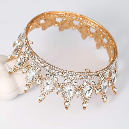 FORSEVEN Queen Crown Rhinestone Wedding Crowns and Tiaras for Women Costume Party Hair Accessories Princess Birthday Crown Crystal Bridal Crown Christmas Decorations Headband
