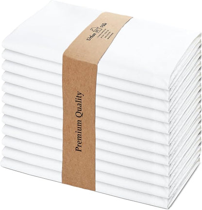 Urban Villa White Cloth Dinner Napkins Set of 12 20x20 inches 100% Cotton Highly Absorbent Washable Durable Reusable Ideal for Farmhouse Party Thanksgiving Fall Christmas Everyday Use Table Napkins