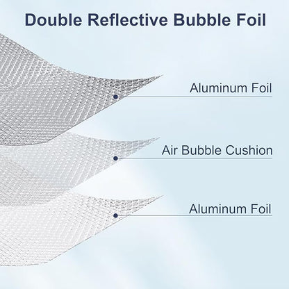 Double Reflective Bubble Foil Insulation Foam, 23.6IN X 15FT Aluminum Foil Thermal Insulation Radiant Barrier for Windows, Garage Door, RV, Roof