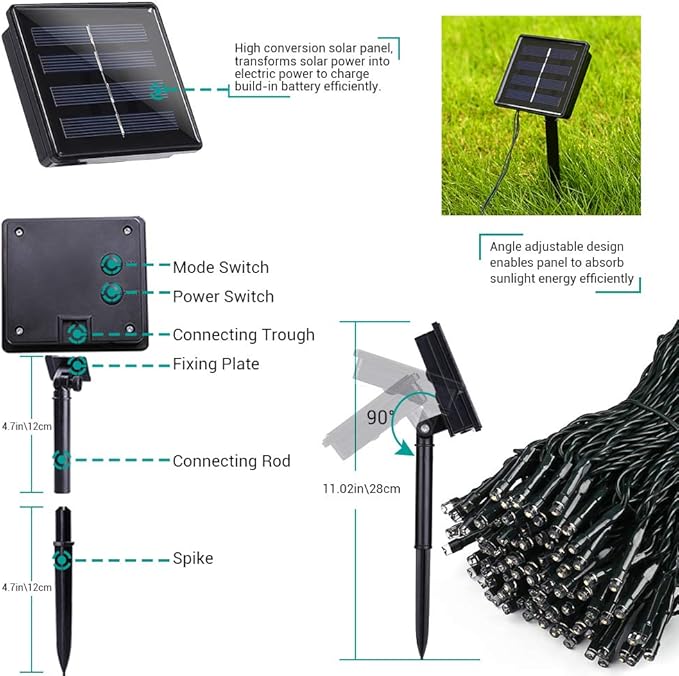 Joomer Red Solar Christmas Lights, 2 Pack Total 144FT 400 LED 8 Modes Waterproof Solar Christmas Lights Outdoor for Garden Yard Patio Christmas Decoration