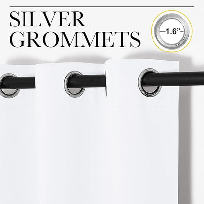 NICETOWN Long White Curtains for Patio - Home Decoration Grommet Top Drapes, White Bedroom Panels (42 inches Wide x 95 inches Long, White, 2 Panels)