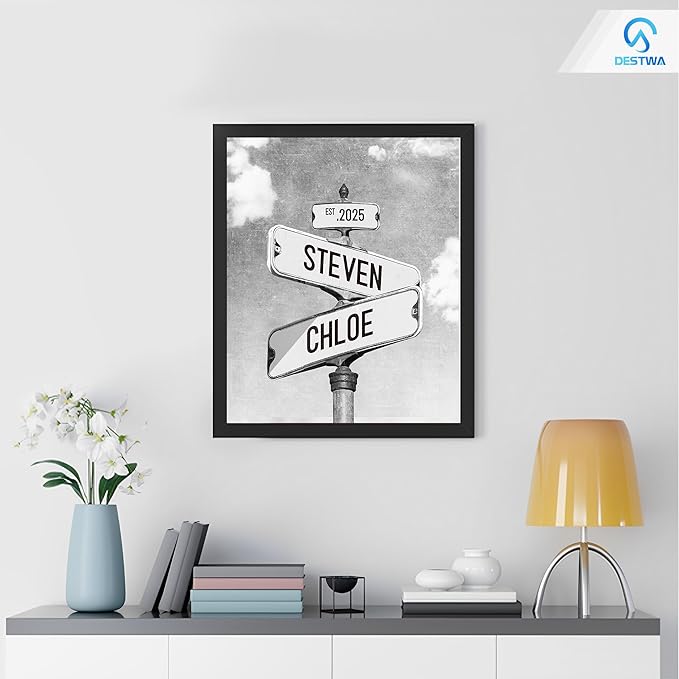 Personalized Vintage Street Sign For Couples, Custom Street Sign Canvas Poster Wall Art With Names, Gift For Valentine