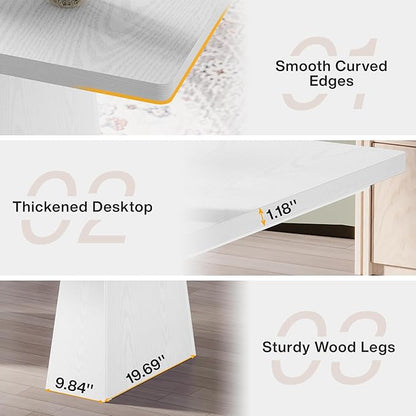 Tribesigns 63-Inch Executive Desk, Large Office Computer Desk with Double Pedestal, Modern Simple Workstations Writing Table Conference Table Business Furniture for Home Office, White