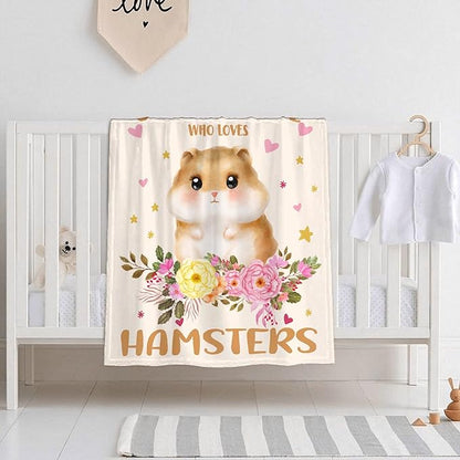Just A Girl Who Loves Hamsters Blanket Lightweight Cozy Flannel Fleece Throw Blanket Best Gift Home Decor for Bed Couch Outdoor Camping 40"x30" XS for Pets Toddler