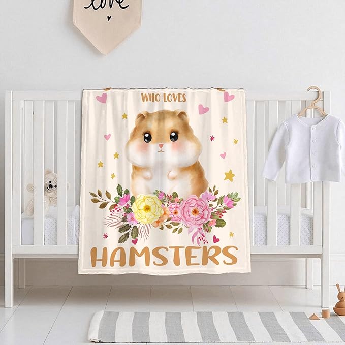 Just A Girl Who Loves Hamsters Blanket Lightweight Cozy Flannel Fleece Throw Blanket Best Gift Home Decor for Bed Couch Outdoor Camping 50"x40" S for Kids