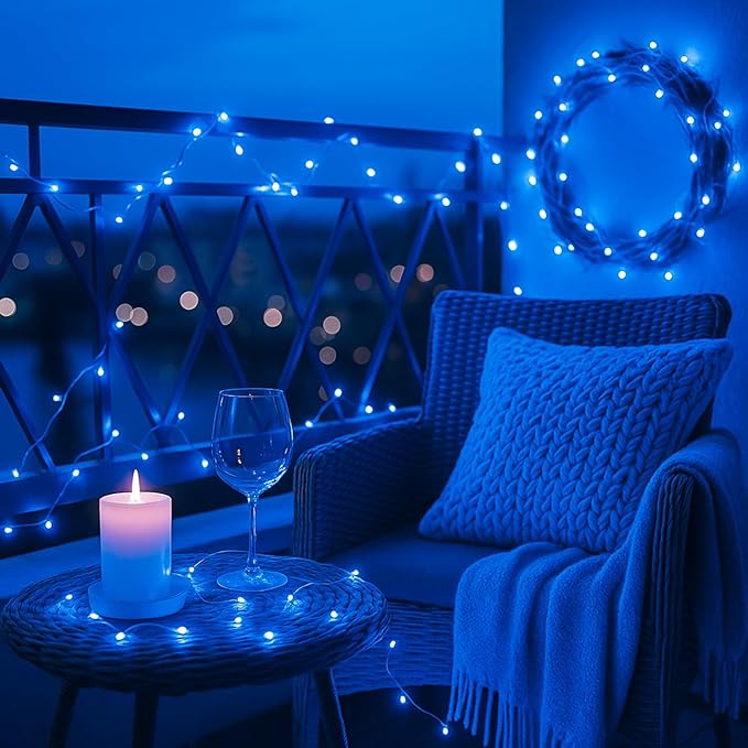 6 Pack Fairy Lights Battery Operated with Timer Silver Wire Mini 13FT 40LED Waterproof Cuttable Twinkle Christmas String Lights for Home Bedroom Wedding DIY Centerpiece Birthday (Blue)