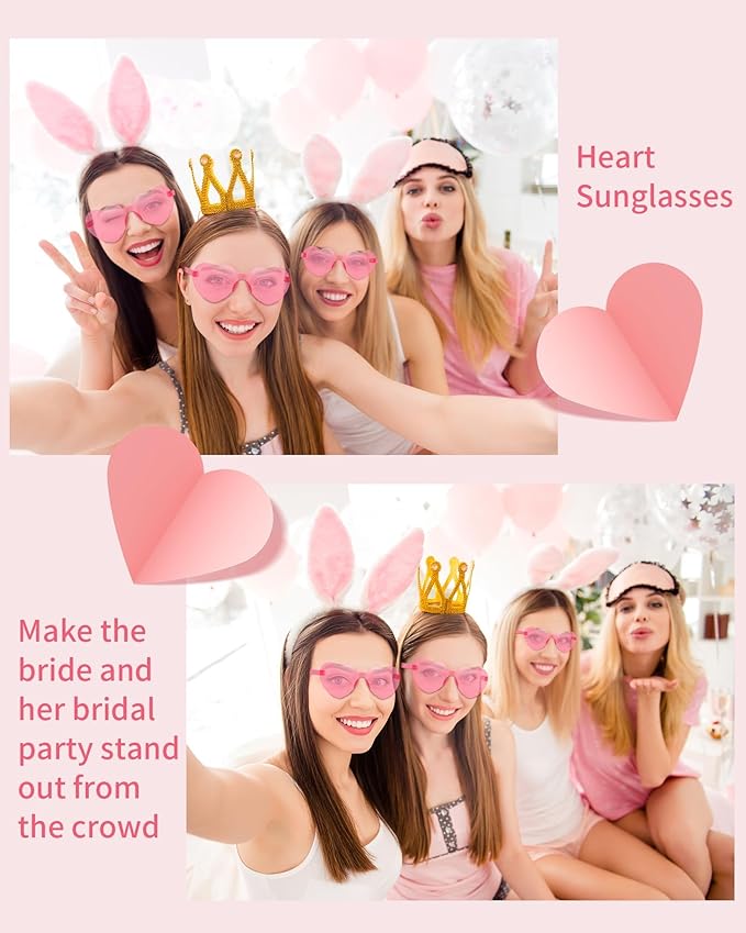 120 Pairs Heart Sunglasses for Women Bulk Transparent Pink Heart Shaped Sunglasses Bachelorette Party Glasses Fun Glasses for Party Favor to Add A Splash of Fun And Style