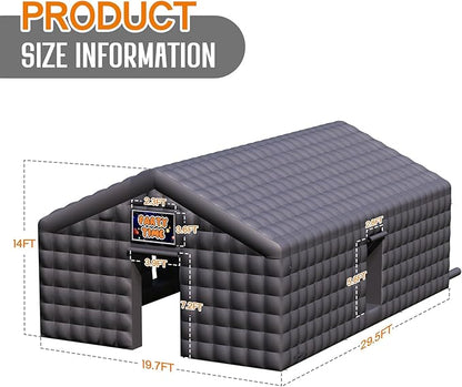 SPECRAFT 30x20x14 FT Large Inflatable Nightclub, Inflatable Tent for Parties with 2 Sides Escape Doors, Party Tent for Birthday Party/Outdoor Events, Black