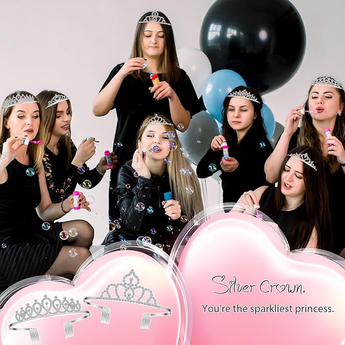 24 Pcs Crystal Tiara Headbands for Women Princess Headband Crown with Combs Tiaras and Crowns for Pageant Bridal Wedding Prom Party Gifts