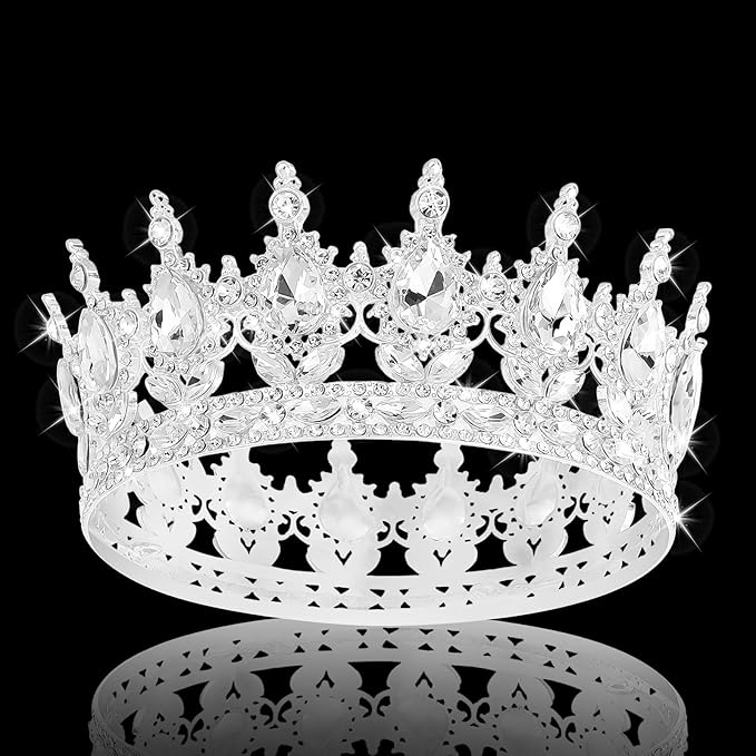 Queen Crown Rhinestone Wedding Crowns and Tiaras for Women Costume Party Hair Accessories Princess BirthdayCrown Crystal BridalCrown (Silver White Crowns)