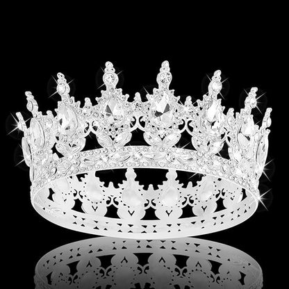 Queen Crown Rhinestone Wedding Crowns and Tiaras for Women Costume Party Hair Accessories Princess BirthdayCrown Crystal BridalCrown (Silver White Crowns)