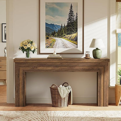 Huuger 63 Inch Entryway Table, Retangular Console Table with Storage, Farmhouse Sofa Table Behind the Couch, Long for Entrance, Hallway, Foyer, Living Room, Rustic Brown