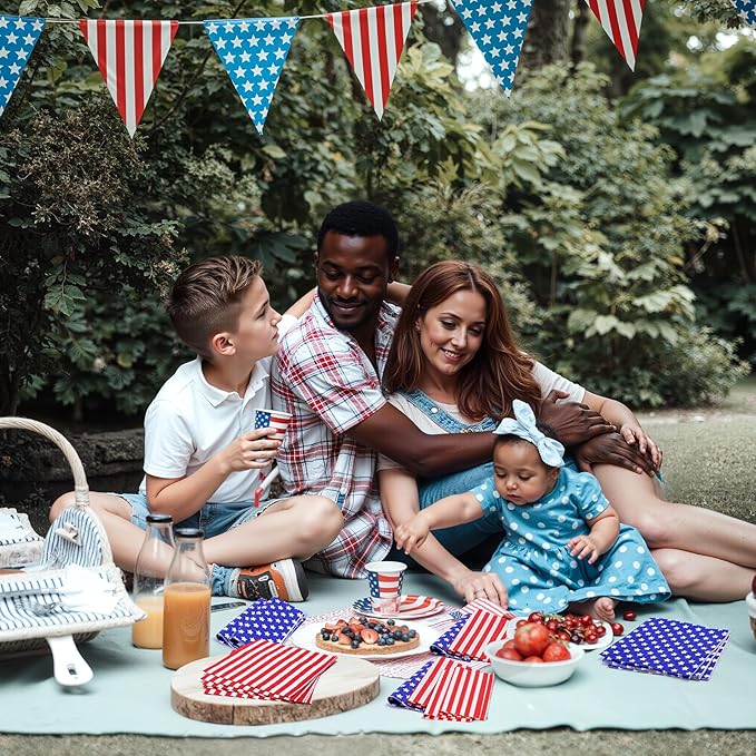 American USA Flag Patriotic Napkins-50PCS 4th of July Red White Blue Star Napkins Disposable Cocktail Party Paper Napkins for Memorial Day Election Day Independence Day Decorations