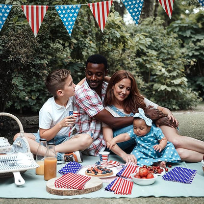American USA Flag Patriotic Napkins-50PCS 4th of July Red White Blue Star Napkins Disposable Cocktail Party Paper Napkins for Memorial Day Election Day Independence Day Decorations