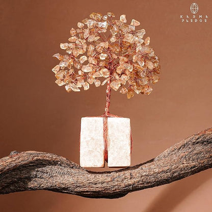 Crystal Tree for Birthday Gifts for Women, Handmade Raw Crystal Base Citrine Chakra Healing Crystal Tree of Life for Positive Energy, Money, Good Luck, Christmas Décor, Home and Office Decor