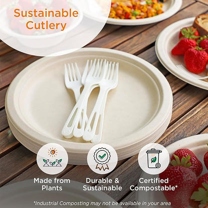 World Centric Compostable Fork 6.5" - Made from Plants and Minerals, TPLA - 1000 Pack