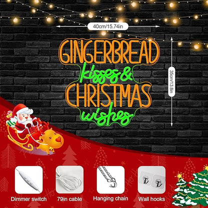 Horseneon Christmas Neon Sign Sweet Christmas LED Wall Light for Kitchen Dining Room USB Powered Adjustable Brightness Holiday Home Decor Gift