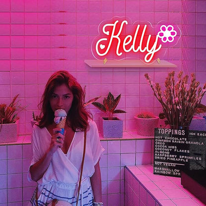 Custom Neon Signs with Base,Personalized Led Lights Sign Bedroom Decor,Neon Sign Customizable for Wall Decor,Valentine's Festival Christmas Kids Gift Customized(with base,chain and screw)