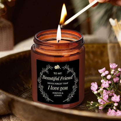 Friendship Gifts for Women - My Beautiful Friend Soy Candle for Best Friend Bestie BFF Soul Sister Bonus Sister - Valentines Day, Birthday Gift - Love You Gift for Her Girlfriend Boyfriend Men