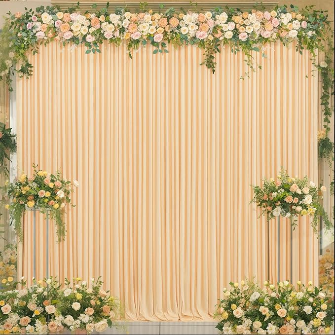 10x10 Dark Champagne Backdrop Curtain for Parties Wedding Baby Shower Wrinkle Free Photo Curtains Backdrop Drapes Fabric Decoration for Bridal Shower 5ft x 10ft,2 Panels