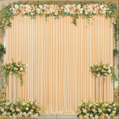 10x10 Dark Champagne Backdrop Curtain for Parties Wedding Baby Shower Wrinkle Free Photo Curtains Backdrop Drapes Fabric Decoration for Bridal Shower 5ft x 10ft,2 Panels