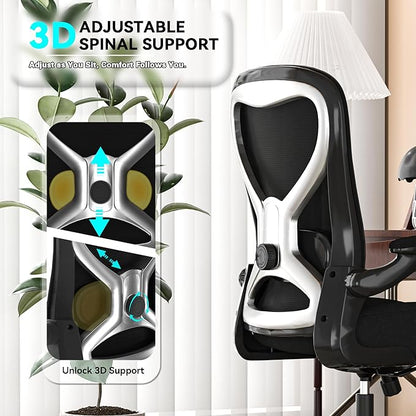 Office Desk Chair with Ergonomic Lumbar Support, Extra-Thick Seat Cushion, Flip-up Arms, Breathable Mesh Back, Computer Task Chair for Home Office