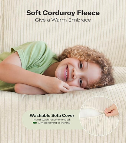 Loveseat Sofa, 51" Love Seat, Comfy Corduroy Small Loveseat for Small Spaces, Tool-Free Setup Couch for Bedroom, All-Wood Couches for Living Room, No Pillow Included, Beige
