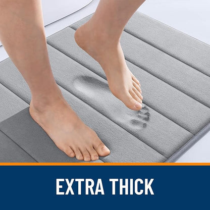OLANLY Memory Foam Long Bathroom Rugs Runner 70x24, Super Soft Absorbent Bath Mat, Quick Dry, Machine Washable Shower Floor Rugs, Bathmat Carpet, Bathroom Home Decor Accessories, Grey