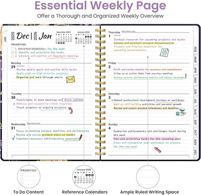 2026 Planner, Weekly and Monthly Planner for Women, Jan 2026 - Dec 2026 Pretty 2026 Calendar Planner with Monthly Tabs, Inner Pocket, Spiral Binding, Perfect for Office Home School - 6.3" x 8.5", Violet