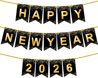 KatchOn, Happy New Year Banner - Large 10 Feet | New Year Sign for New Years Decorations 2026 | New Year's Garland for New Years Eve Party Supplies 2026 | NYE Decorations 2026