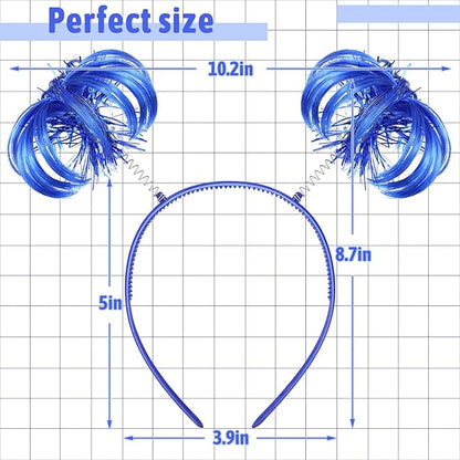 12 Pieces Ponytail Headband Tinsel Wrapped Head Bopper Party Headwear Accessory for Women Girls Costume Party Accessories (Blue)