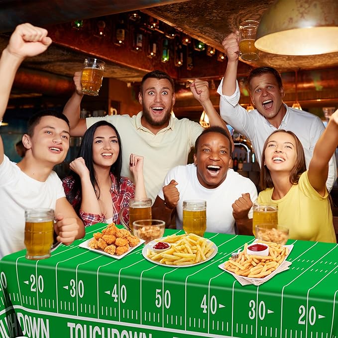 QZYL Football Party Decorations - 2PCS Touchdown Tablecloths, Disposable Tablecloths, Plastic Table Cover, Touchdown Theme Table Runner for Game Day, Birthday Party Supplies