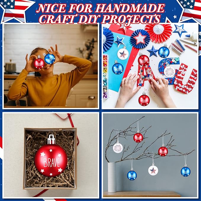 Aoriher 12 Pcs Christmas Ball Ornaments Patriotic Christmas Hanging Ornaments USA American Flag Ball Decor for Xmas Tree Party Holiday Decoration Outdoor Indoor