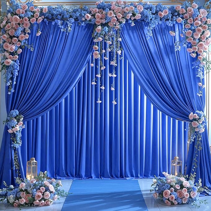 10x10 Royal Blue Backdrop Curtain for Parties Wrinkle Free Blue Photo Curtains Backdrop Drapes Fabric Decoration for Wedding Birthday Party Baby Shower 5ft x 10ft,2 Panels