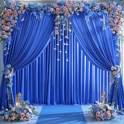 10x10 Royal Blue Backdrop Curtain for Parties Wrinkle Free Blue Photo Curtains Backdrop Drapes Fabric Decoration for Wedding Birthday Party Baby Shower 5ft x 10ft,2 Panels
