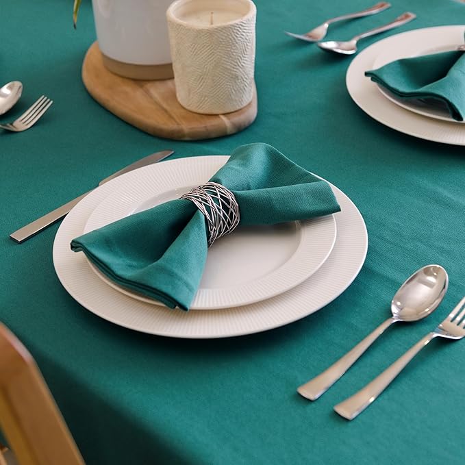 Encasa XO Emerald Cloth Napkins Set of 12, 17"x17" | Solid Color Cotton Dinner Napkins | Washable & Reusable Napkins for Dining Table Fall Decoration, Holiday & Christmas Festivals