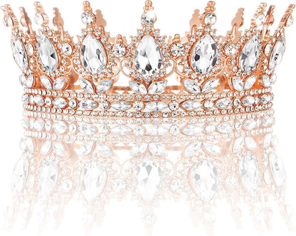 Gold Crown for Women, Crystal Queen Tiaras Headband Wedding Bridal Hair Accessories, Birthday Party Prom Cake Topper