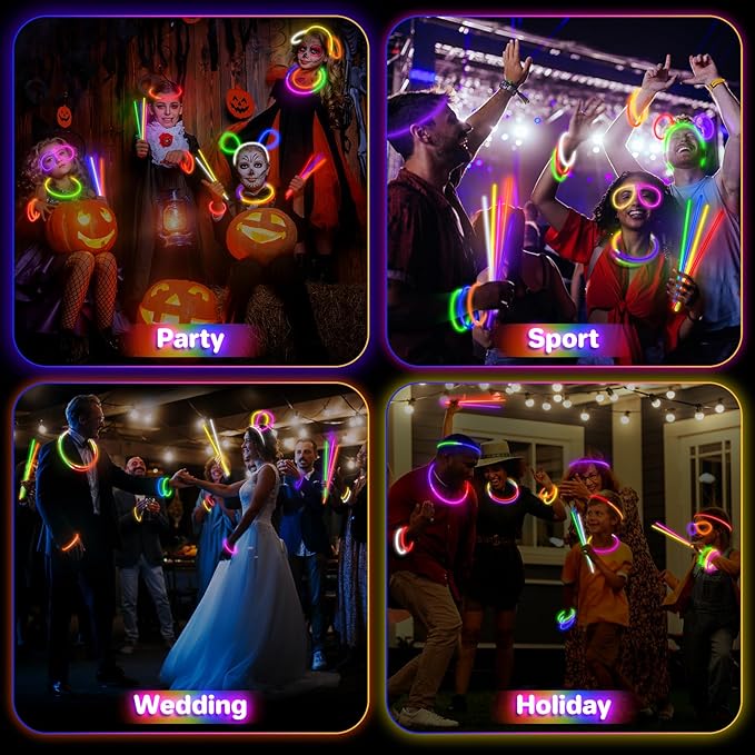 SpringFlower 800Pcs Glow Sticks Bulk Party Supplies, Glow Sticks for Kids Party Favors, Glow in The Dark Party Supplies, Light Up Party Decorations, Halloween, Easter , Wedding, Birthday,