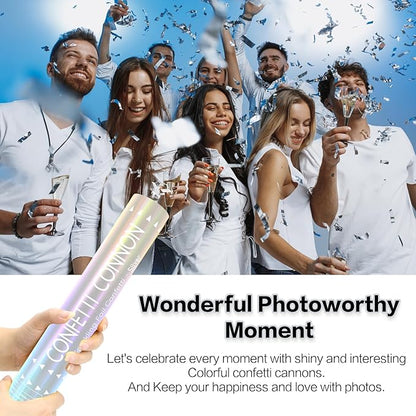 12Pack Sliver Confetti Poppers - 12inch Confetti Cannon for Weddings, Graduations, Birthdays & New Year Eve