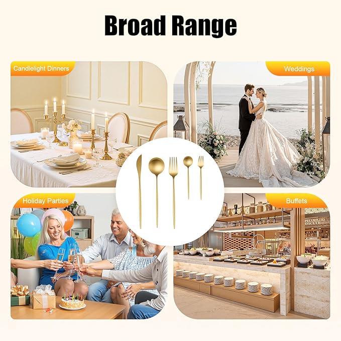 90 Piece Gold Flatware Set,Stainless Steel Silverware Cutlery Set Service for 18 with Dinner Knives Forks Spoons,Luxury Gold Utensils for Wedding Restaurant Home Dining