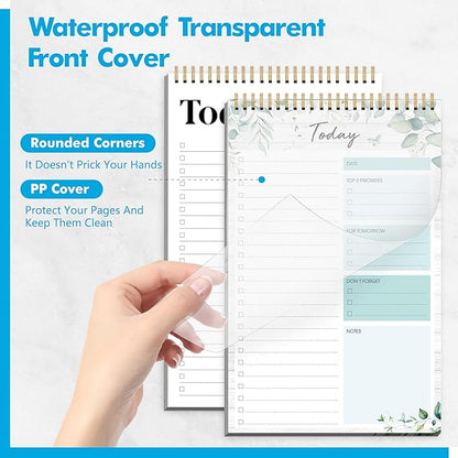 2 To Do List Notepads, Daily Planner Notebook with Tear-off Design, Undated Writing Organizer for Daily Tasks and Goal, Coiled Task Track Checklist Productivity Pad for Office, Classroom, Home, School