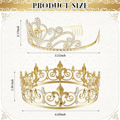 Henoyso 4 Pcs Prom King and Queen Crowns for Men Women Halloween Party King Queen Tiara Headband Homecoming Party Favor
