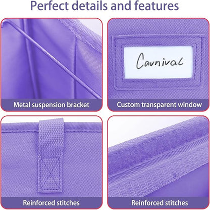 abcxgood Desktop File Organizer Box,Collapsible Hanging Filing Box,Home Office Document Storage Organizer with Front Pocket and Handles, Letter Size Folder. (PURPLE)