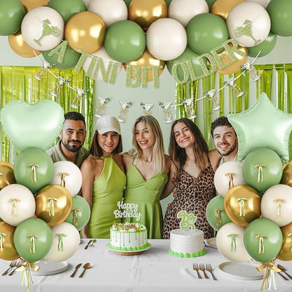 A Tini Bit Older Birthday Decorations Glitter Sage Green Gold Balloon Set Star Heart Foil Balloons Martini Glasses Bunting Banner Garland Cocktail Night Bachelorette Bridal Shower Bar Party Girl Women