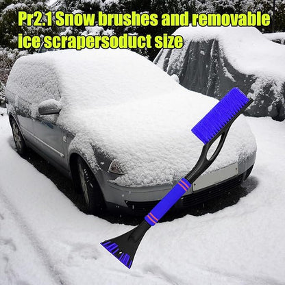 24 Inch Car Snow Scraper and Brush, Detachable Scratch Free Ice Scraper with Ergonomic Foam Grip, Universal Winter Snow Removal Tool for Car Windshield Window (Blue)