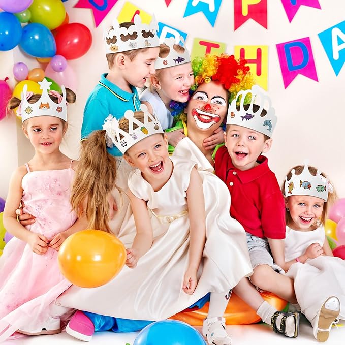 Thenshop 280 Pcs White Paper Crowns for Kids to Decorate Blank Birthday Party DIY Decoration Crowns for Kids Princess Queen(Classic Style)