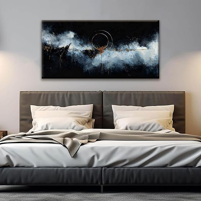 Canvas Wall Art Decor Modern Paintings Abstract Wall Decor Maximalist Gold Circle Black White Abstract Wall Art Prints Picture For Bedroom Kitchen Office Artwork Ready To Hang 20" × 40"