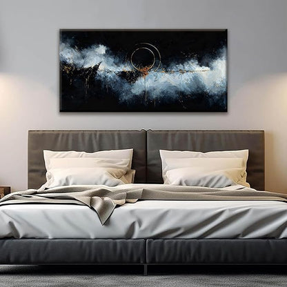 Canvas Wall Art Decor Modern Paintings Abstract Wall Decor Maximalist Gold Circle Black White Abstract Wall Art Prints Picture For Bedroom Kitchen Office Artwork Ready To Hang 20" × 40"